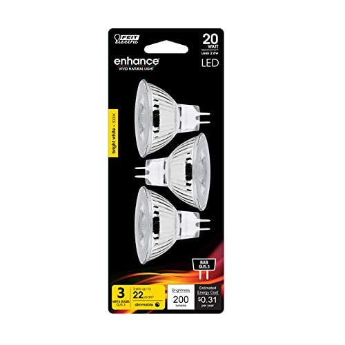 Bombilla LED Feit Electric MR16 GU5.3, 20 W, 3000 K, paquete de 3
