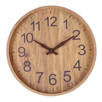 Magideal - Reloj De Pared Nórdico Minimalista De Madera De 12 "", Alimentado Por Batería, Sin Tictac, Minimalista, Redondo, Para Decoración De Pasillo Y Dormitori , Madera Natural