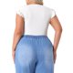thumbnail image 3 of Agnes Orinda Women's Plus Size Bodysuit Elástico Cuello Redondo Volante Manga Corta Ajuste Ceñido Casual Básico Tops 2X Blanco, 3 of 5