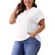 thumbnail image 4 of Agnes Orinda Blusas Casuales de Punto Sólido con Cuello Redondo Texturizado y Manga Corta para Mujer de Talla Grande 1X Blanco, 4 of 6