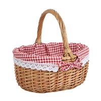 Magideal - Cesta De Mimbre Para Picnic, Cesta De Regalo, Artículos Diversos, Accesorios De Fotografía Con Asa, Cesta De Almacenamiento Para Bodas, Vacaciones, Ja M Rojo Blanco