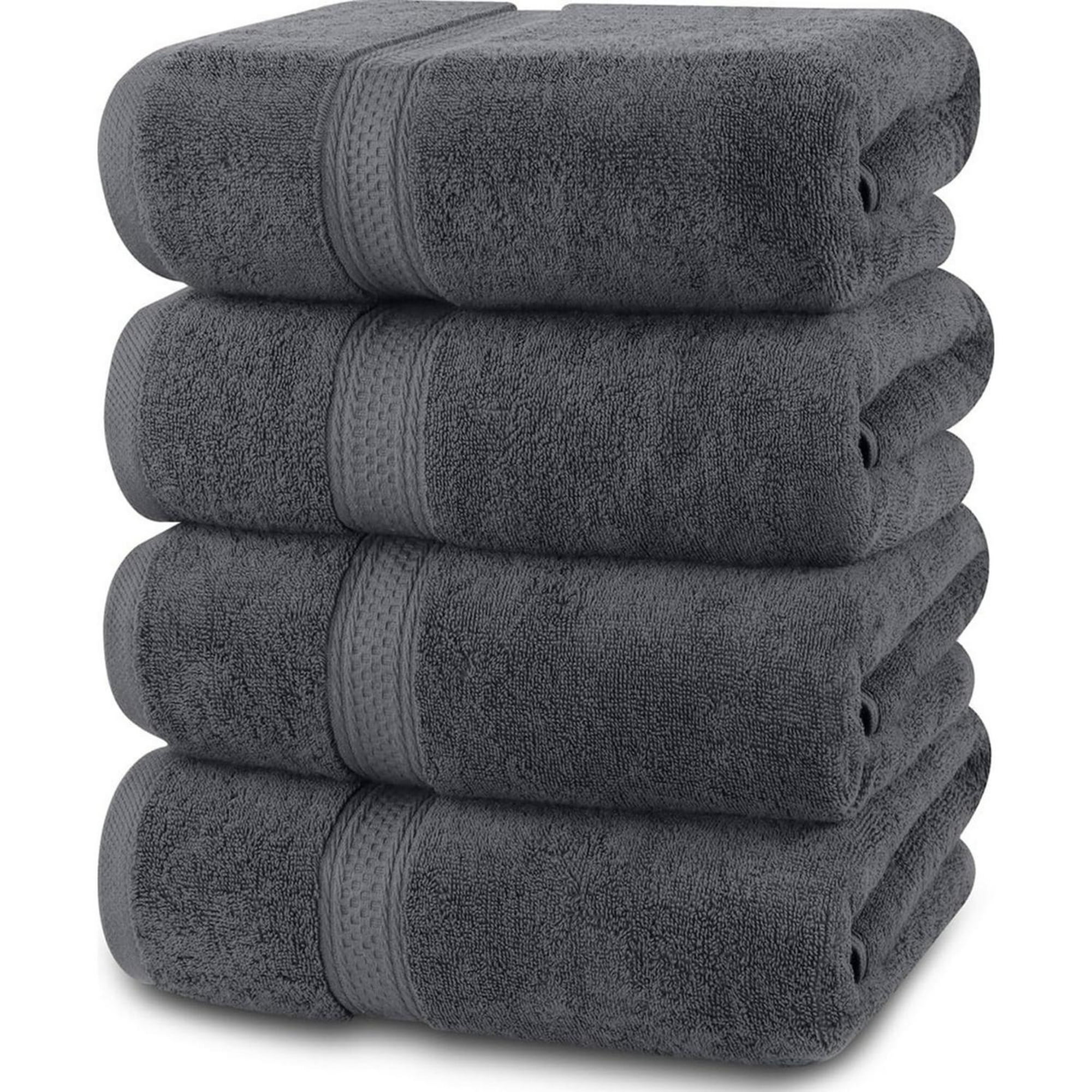 Aura Zeus - Set De 4 Toallas De Baño 140x70 Cm Algodon 500gr Grandes Az Gris Gris