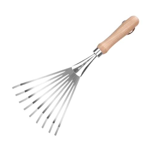 Magideal - Rastrillo De Jardín Rastrillo De Mano Pequeño Herramienta De Mano De Jardinería Mango De Madera Rastrillo De Hojas Pequeño De Jardín De 9 Dientes Para