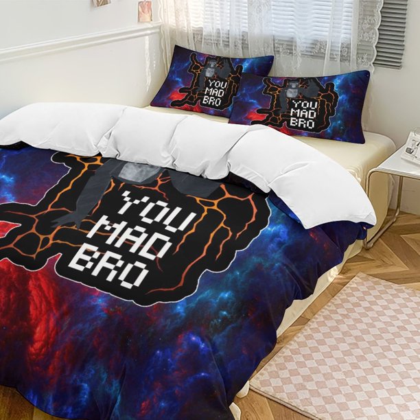 Red Galaxy You Mad Bro Gorilla Tag Comforter Set Soft 3 Pcs Twin Bedding Sets Thicken for All Season