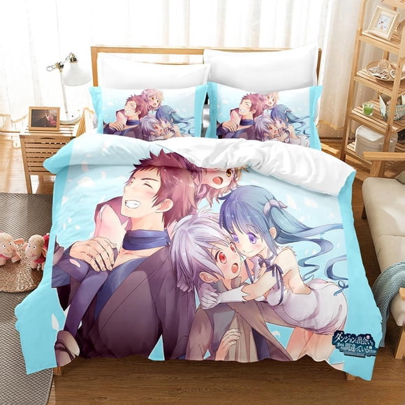 New Is It Wrong to Try to Pick Up Girls in a Dungeon IV Part Bedding Set Anime three-piece set Adult Kid Bedroom Duvetcover Sets Bed Sheets
