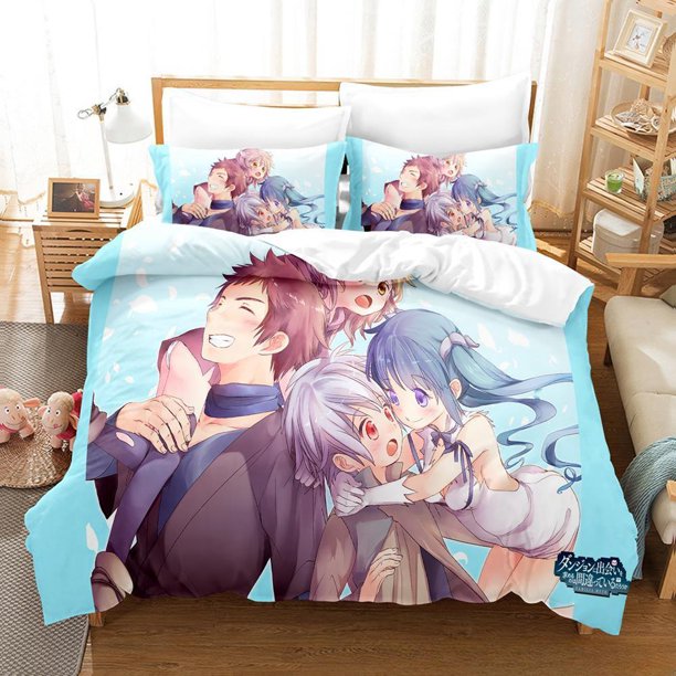 New Is It Wrong to Try to Pick Up Girls in a Dungeon IV Part Bedding Set Anime three-piece set Adult Kid Bedroom Duvetcover Sets Bed Sheets