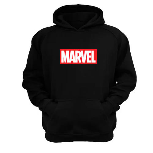 Genérico - Polerón Canguro Logo Comic Negro Talla S Unisex