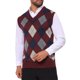 thumbnail image 4 of INSPIRE CHIC Chaleco de Punto Casual sin Mangas con Cuello en V a Cuadros Argyle para Hombre L Burdeos, 4 of 5