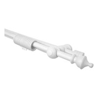 Metalhsa - Set Barras Para Cortina Doble 25/25 Mm De Madera 2,00 Mt Color Blanco Terminal King