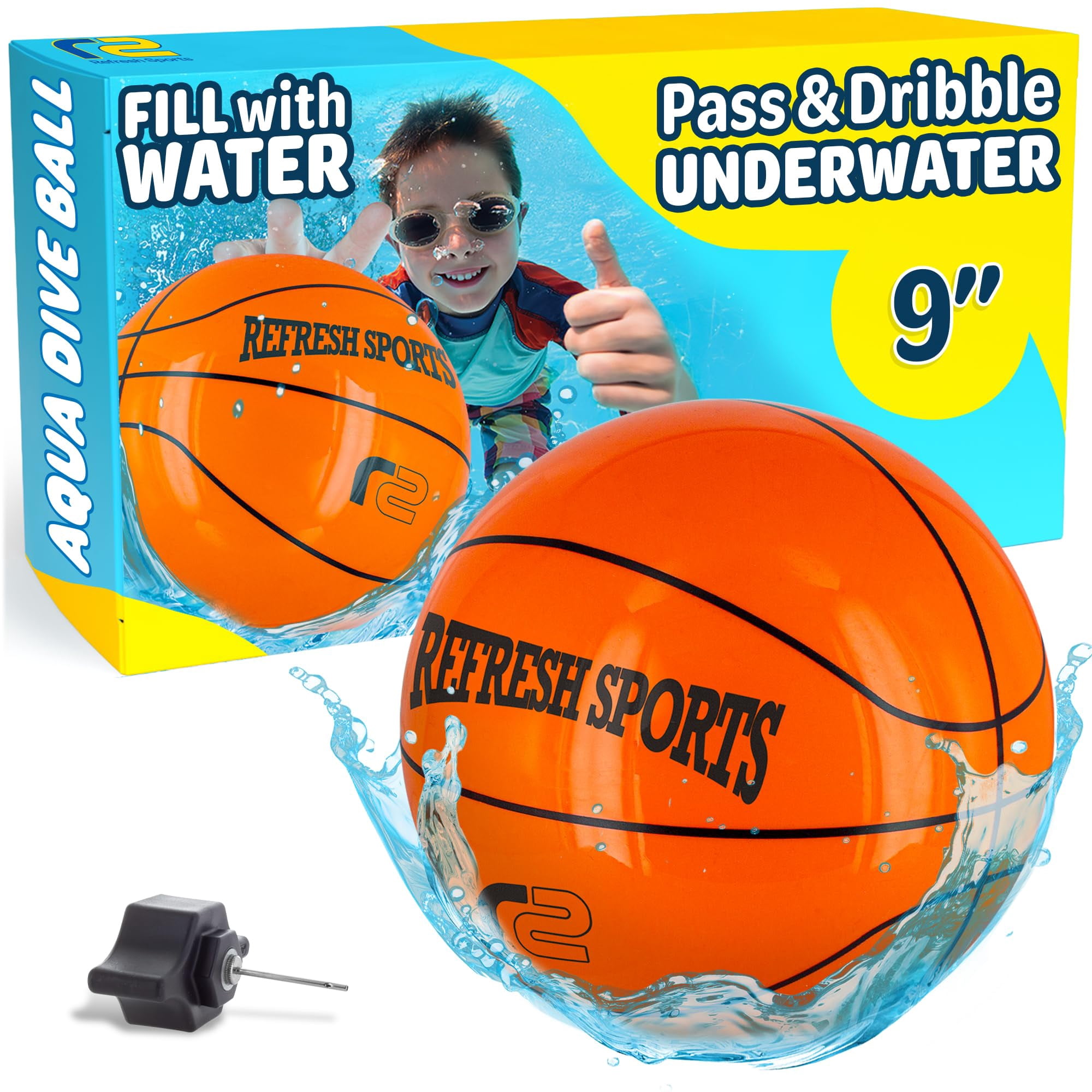 Refresh Sports - Pelota De Billar Aqua Dive Basketball, 23 Cm, Juguete Submarino Para Niños, Sandía