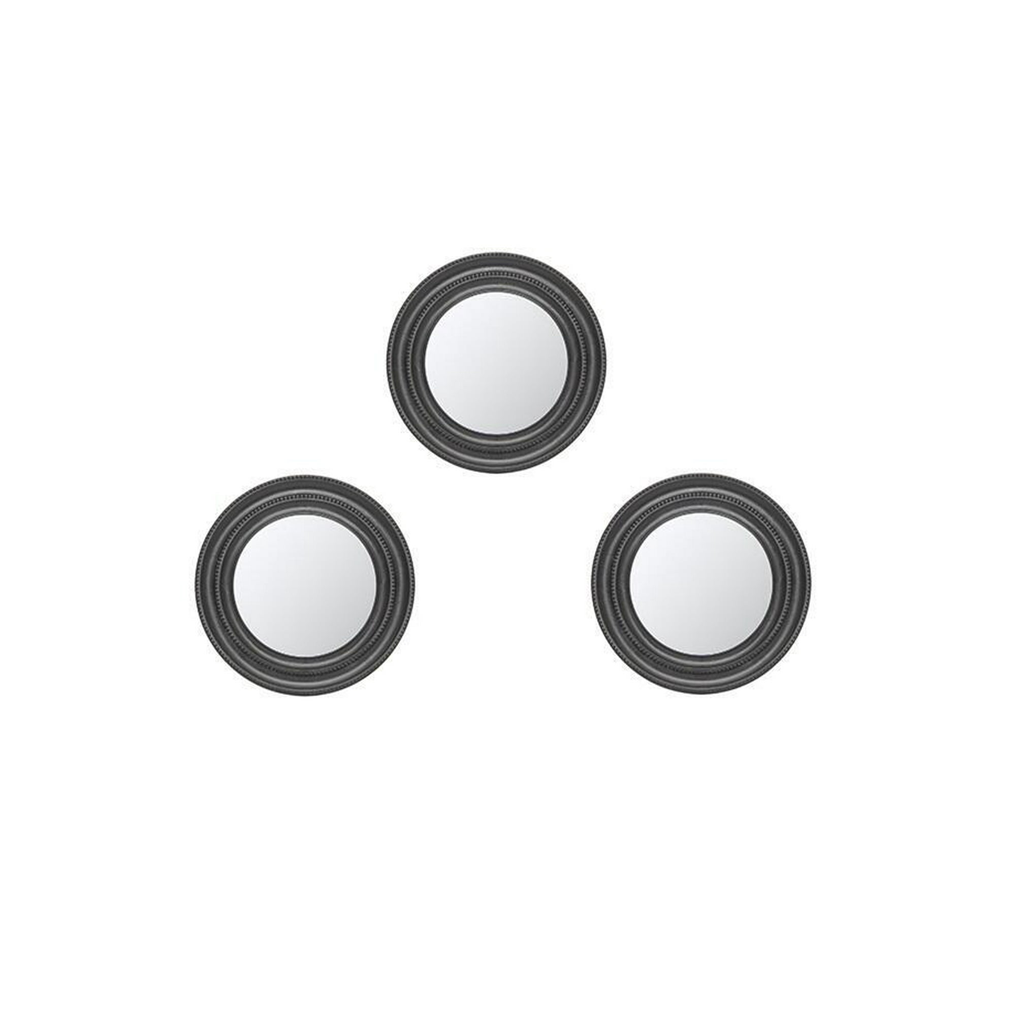 Vgo - Espejo En Set De 3 Redondos 25 Cm C/u Negro