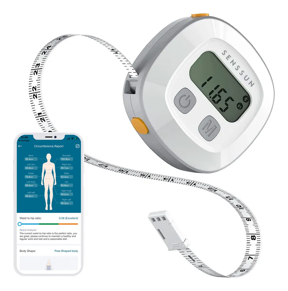 Senssun - Cinta Métrica Corporal Digital Con Bluetooth Y Aplicación