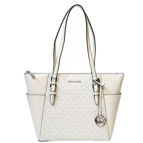 Cartera Michael Kors Womens Charlotte Large Logo And Leather Topzip Tote Bag Optic White 35T4Scft7B-Opwhite