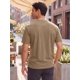 thumbnail image 3 of INSPIRE CHIC Camiseta de Hombre Casual con Cuello Redondo y Bolsillo en el Pecho de Manga Corta Elástica Talla L Caqui, 3 of 5