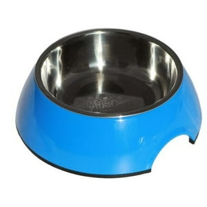 Mascan - Plato Melamina Sólido Redondo Azul Talla S Perro