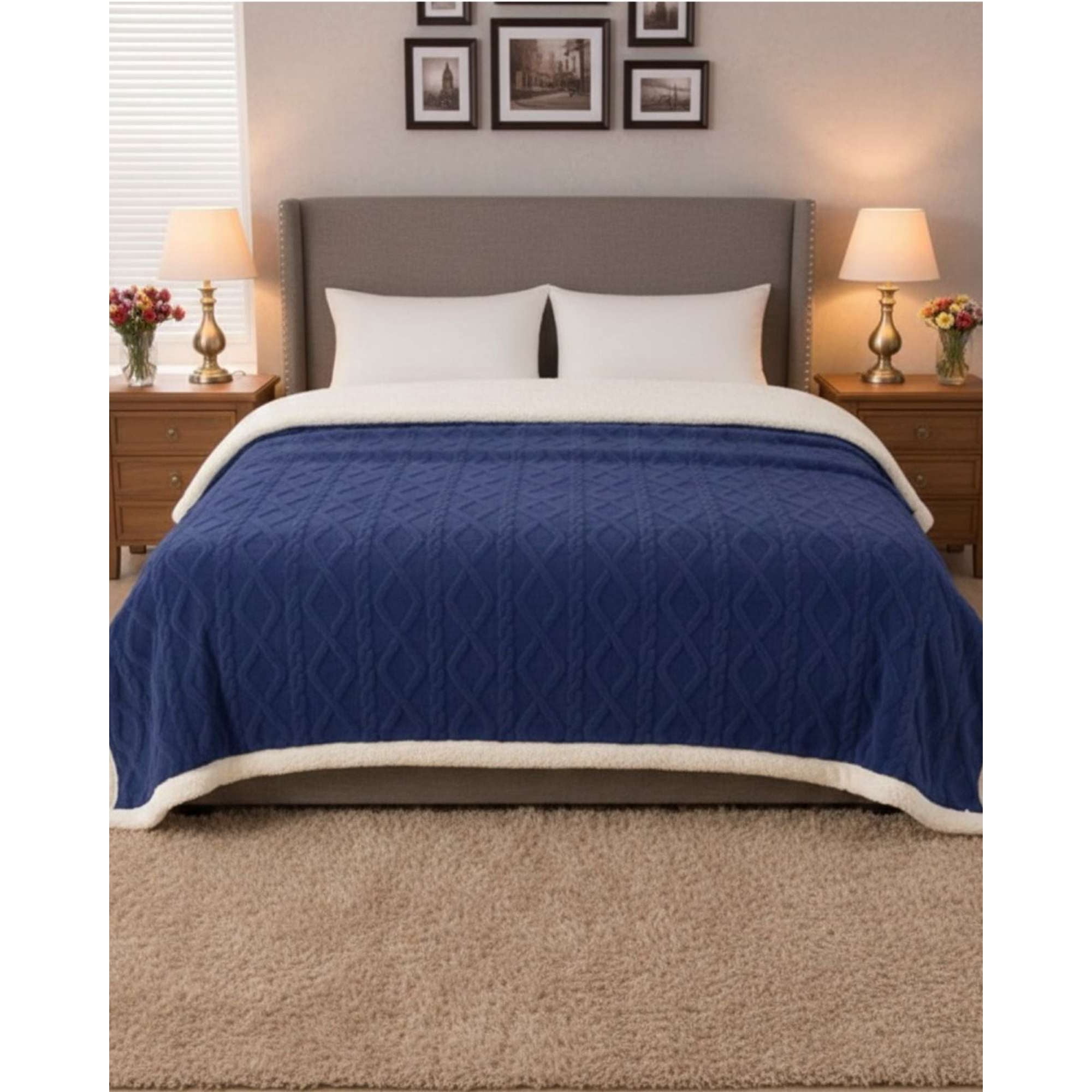 Imac Hogar - Frazada Manta Polar Sherpa Térmica 2 Plaza