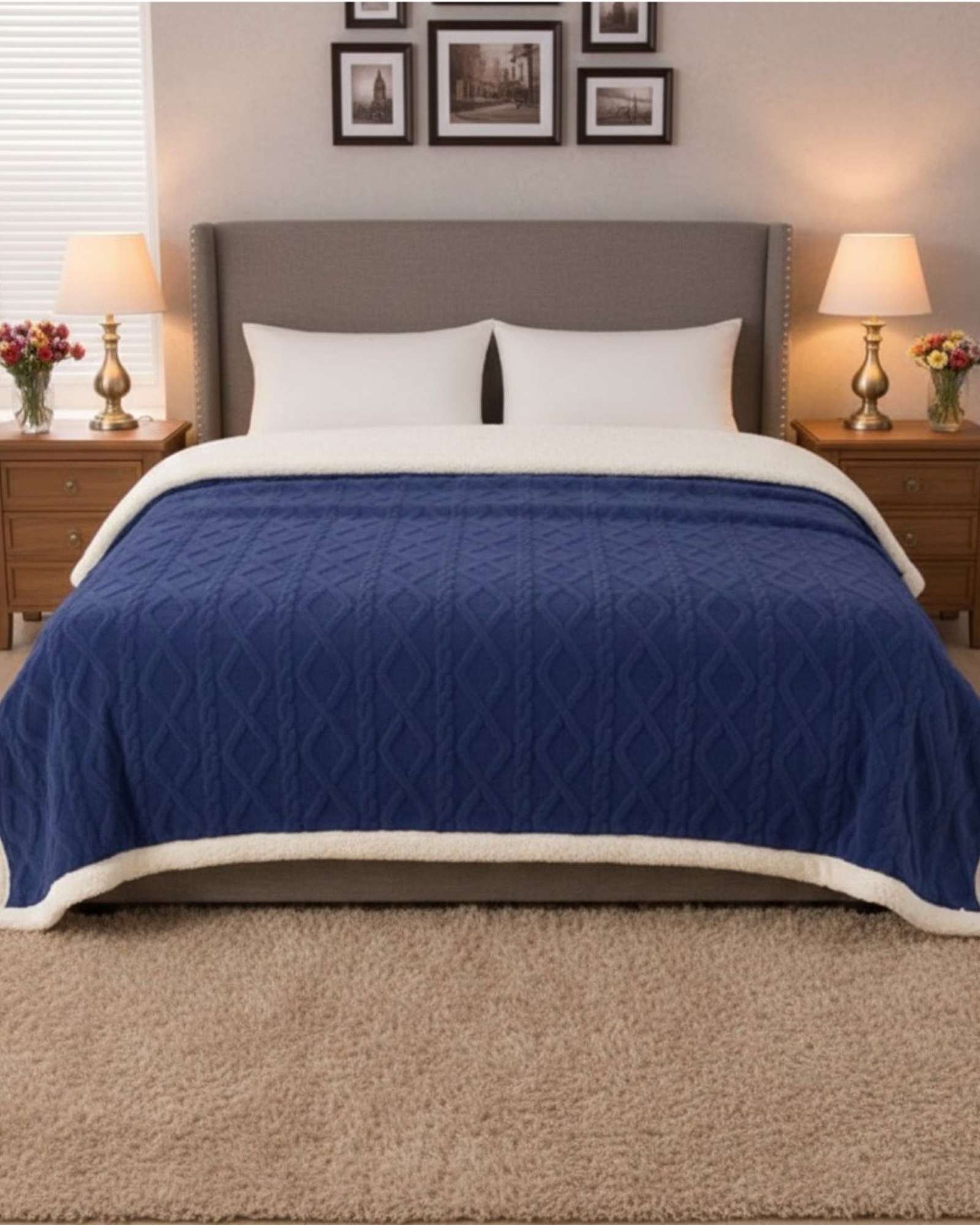 Imac Hogar - Frazada Manta Polar Sherpa Térmica 2 Plaza