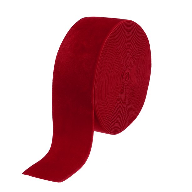 Uxcell Cinta de Terciopelo para Envolver Regalos 2" x 10 Yardas Rojo Cara Única de Terciopelo
