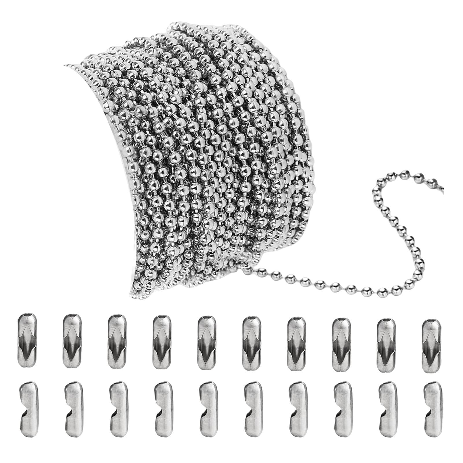 Bothyi - Cadena De Collar De Bolas De Acero Inoxidable Con Cuentas De Plata De 2,4 Mm