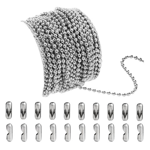 Bothyi - Cadena De Collar De Bolas De Acero Inoxidable Con Cuentas De Plata De 2,4 Mm