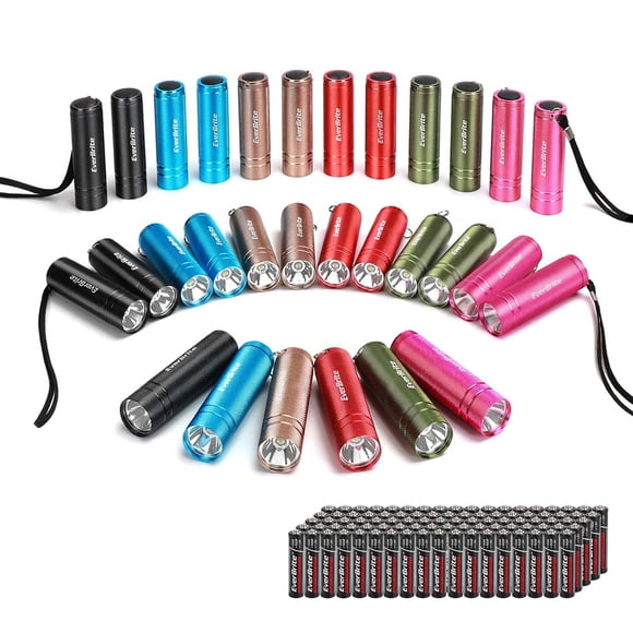 Juego de minilinternas portátiles LED de aluminio EverBrite, paquete de 30