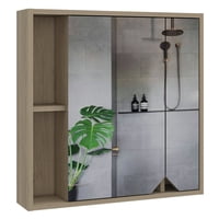 Fm Furniture - Botiquin De Baño 60X60X13,6 Cm Café Claro Con Espejo