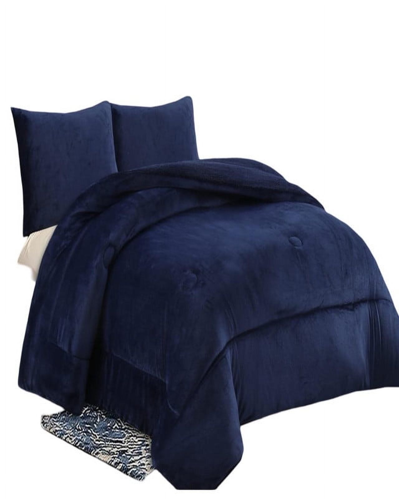 Teng Fei - Cobertor Con Chiporro Invierno Plaza Y Media Azul