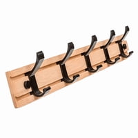 Wakeshome - Perchero De Bambú 5 Colgadores Ganchos Móviles De Aluminio