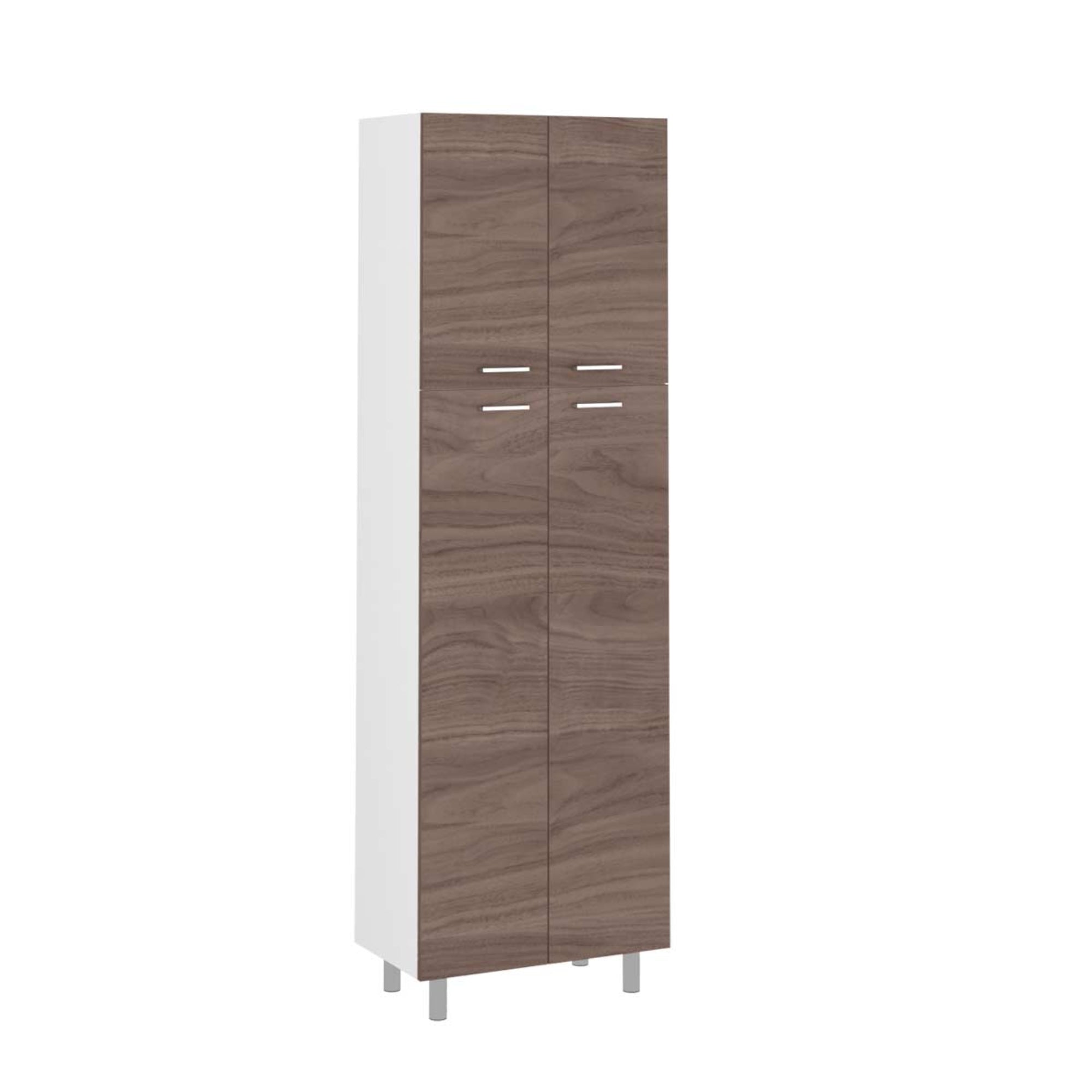 Fmfurniture - Despensa 4 Puertas 4 Repisas Fm-009O Café Oscuro Y Blanco