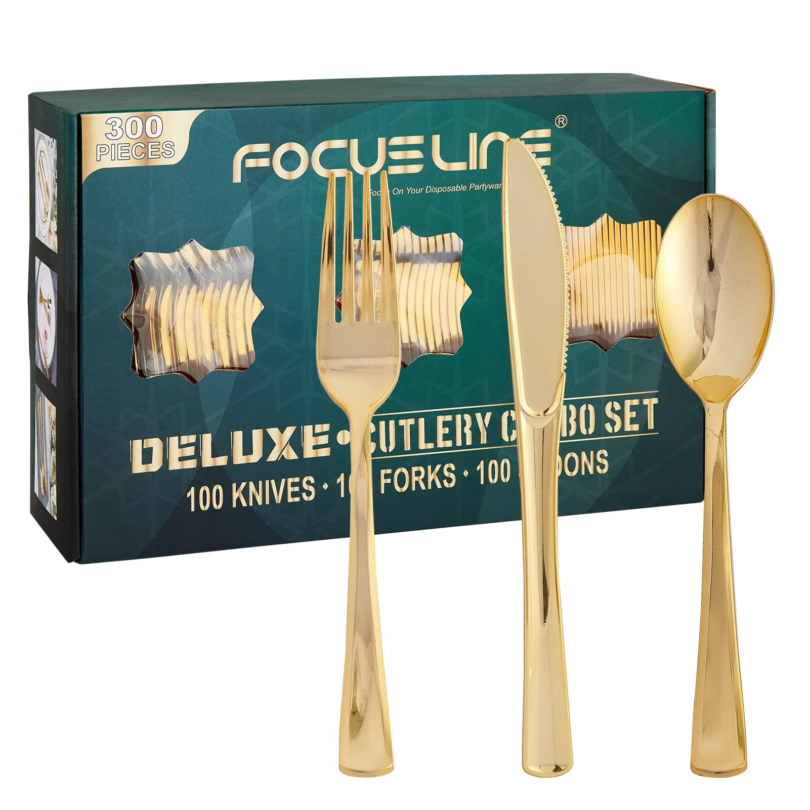 Juego De Cubiertos Desechables De Plástico Focusline 300 Gold