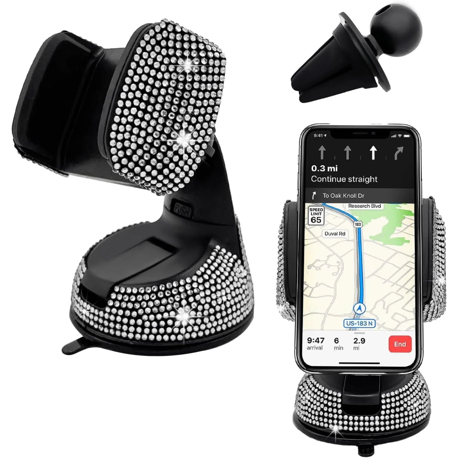 Genérico - Soporte Universal De Cristal Para Teléfono De Coche - Ajustable En 360 Grados, Seguro Para El Salpicadero, La Rejilla De Ventilación Y El Parabrisas - Compatible Con Todos Los Smartphones-blanco