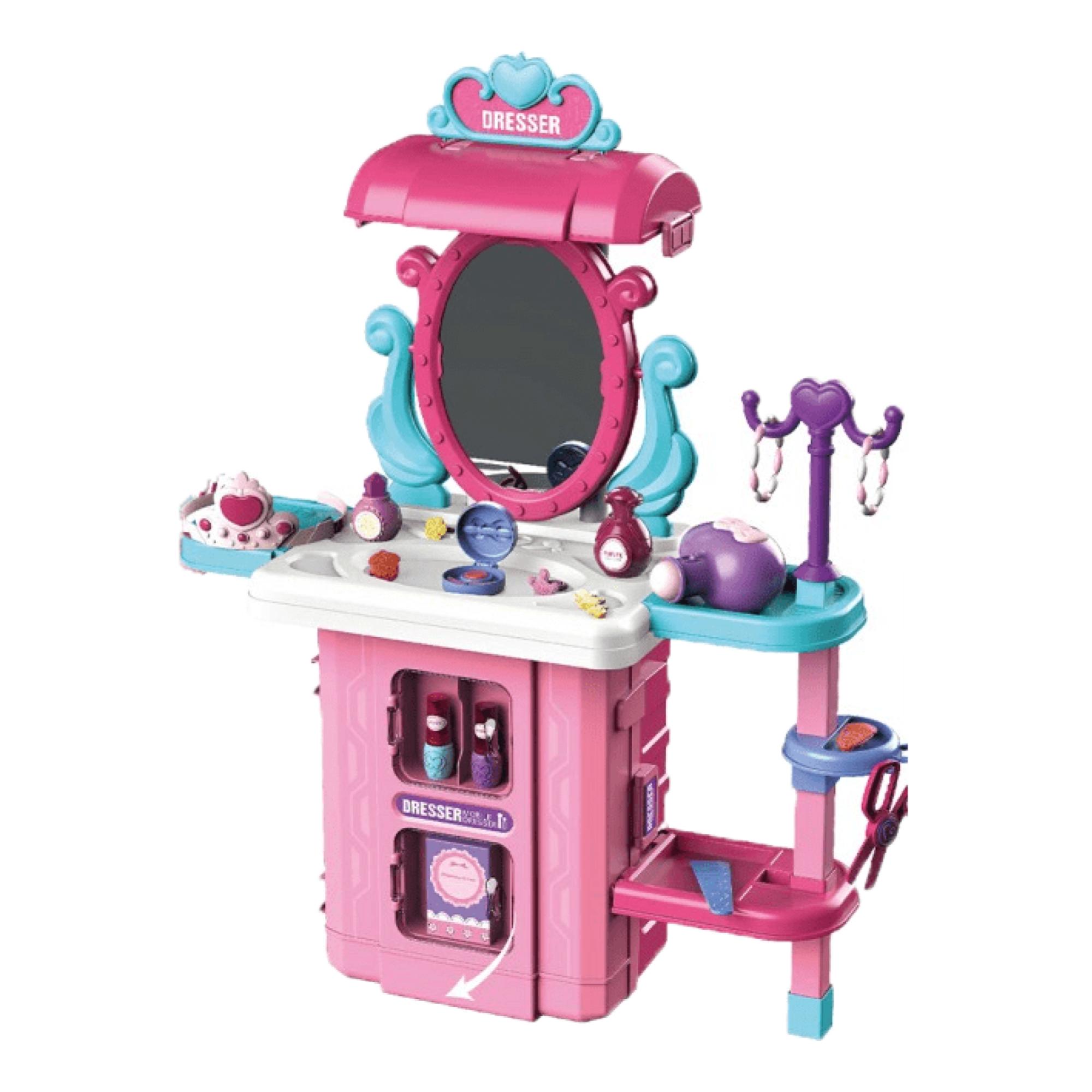 Total Click - Juguete Set Maleta Tocador 38 Piezas 3 En 1 Rosado Infantil