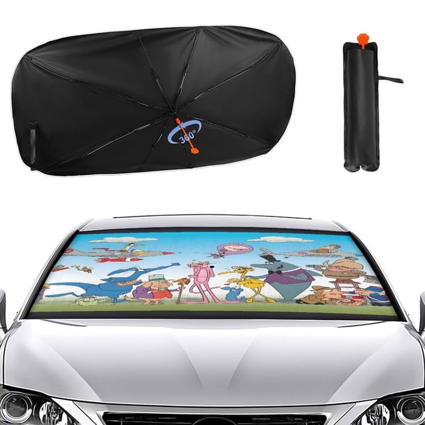 El Show de la Pantera Rosa Sombrilla Solar para Auto - Protector de Parabrisas Plegable | Cortina Solar Delantero | Bloqueo UV y Aislamiento de Calor 133x73cm