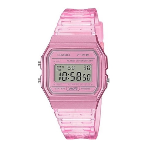 Reloj Digital Rosado Casio F-91Ws-4