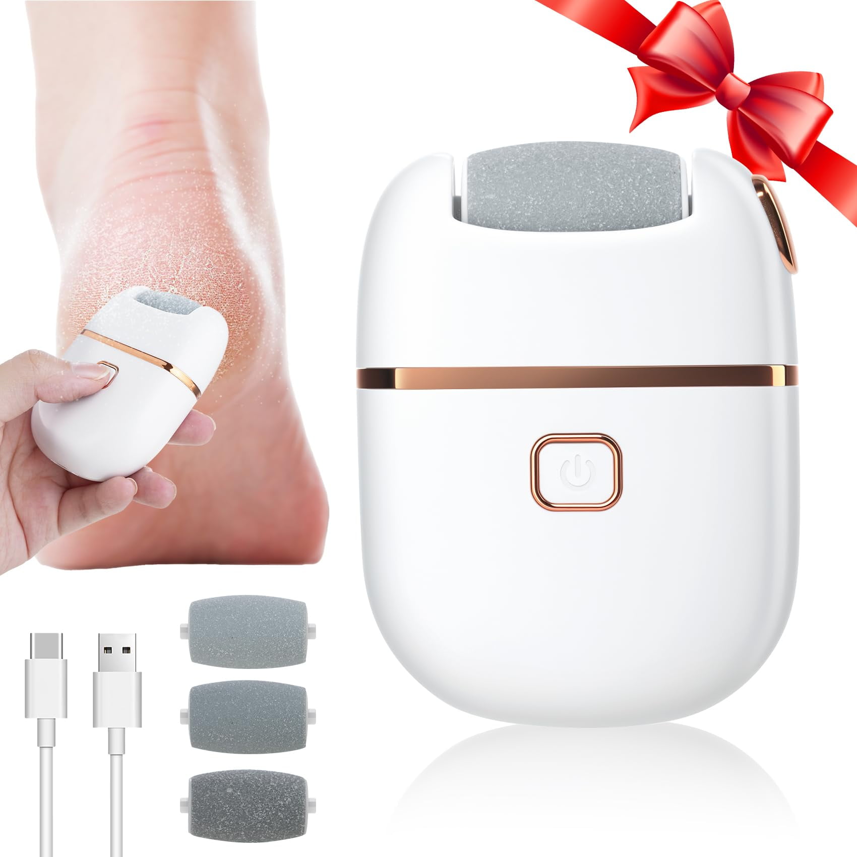 Xusx111 - "electric Foot File Electric Foot Callus Remover, Herramientas Recargables De Pedicura Para Pies, 2 Velocidades, 3 Set De Reemplazo De Cabeza De Molienda Para Piel Seca Grieta Dura Muerta -