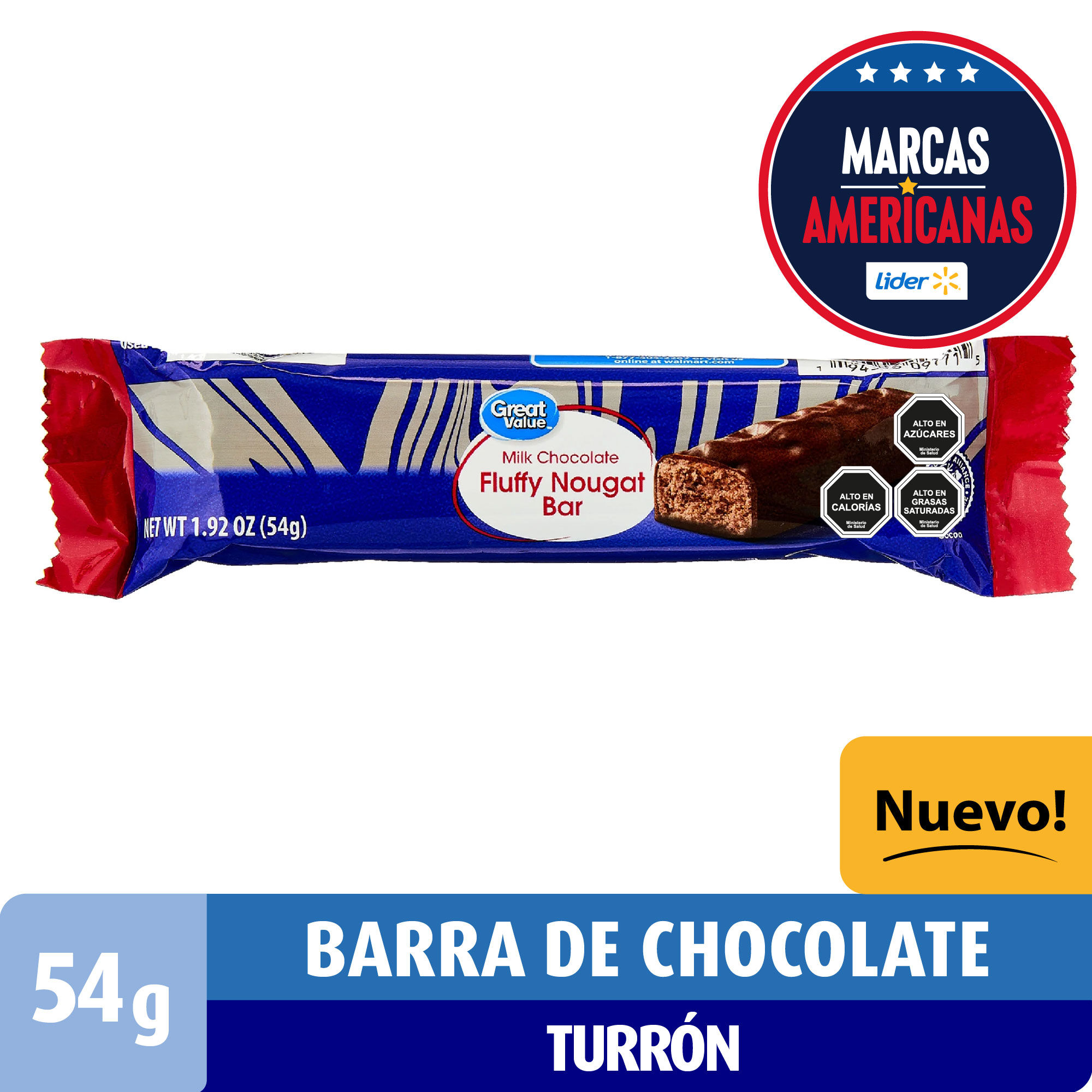 Barra De Chocolate Y Nougat 54 g Great Value
