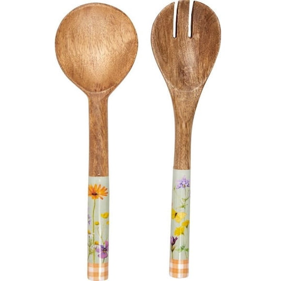 Set 2 Piezas De Cucharas Con Madera De Mango Para Ensaladas