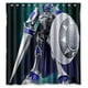 thumbnail image 1 of Cortina de ducha con diseño de robot y escudo, con ganchos, 167 x 183 cm, 1 of 3