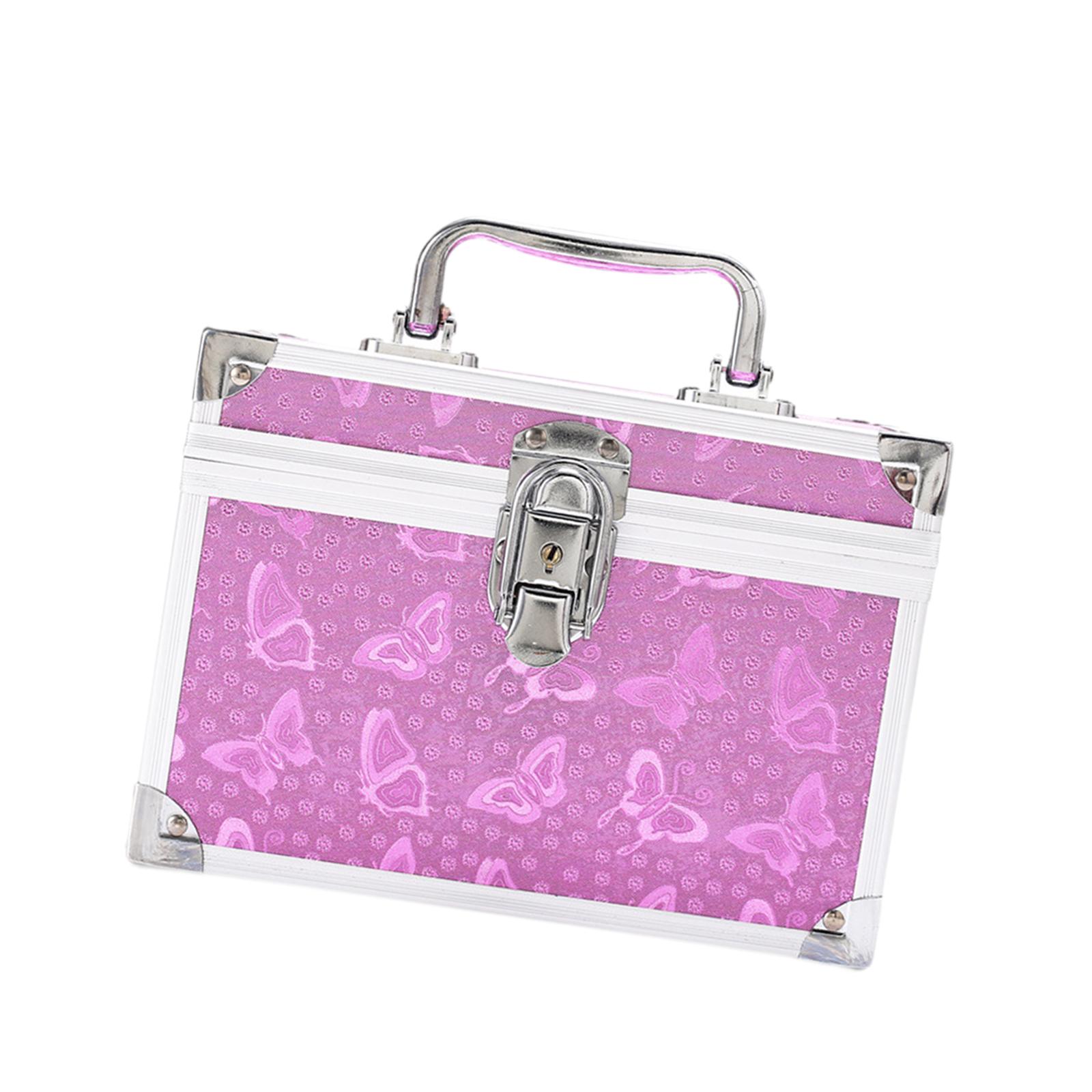 Magideal - Estuche De Maquillaje Caja Organizadora Portátil Para Cosméticos Y Herramientas De Belleza Con Dos Niveles Aleación De Aluminio Adecuado Para Mujeres Rosa