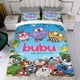 thumbnail image 4 of Bubu y los Pequeños Búhos Conjunto de sábanas temático, trío de piezas, cómodo y amigable con la piel, diseño único, regalo de decoración para el hogar para familiares, amigos y fans, 90 cm * 190 cm, 4 of 6