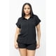 thumbnail image 1 of Conjunto De Camiseta Holgada De Manga Corta Con Bolsillos Y Botones Y Shorts Con Cintura Elástica Y Bolsillos Laterales Color Negro (para Mujer), 1 of 5