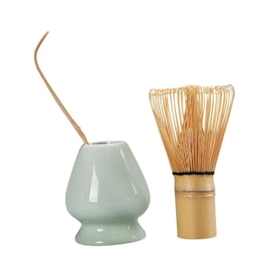 Bothyi - Juego De Matcha Cerámica Soporte Para Batidor Matcha Kit De Ceremonia Matcha Batidor De Bambú Verde
