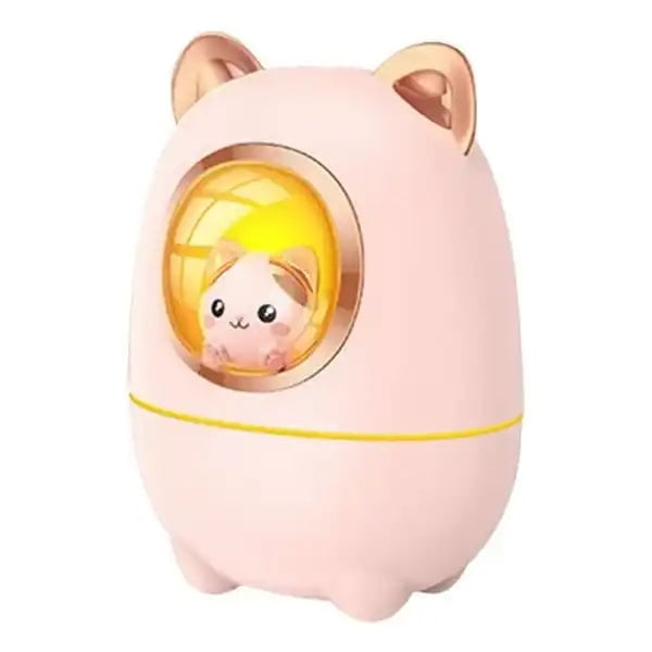 Leon Import - Mini Humidificador Ultrasónico Capsula Espacial Gatito 200ml Color Rosa Claro