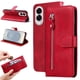 thumbnail image 1 of Funda tipo cartera para Samsung Galaxy S25 Edge con bolsillo con cremallera y ranuras para tarjetas – Función de soporte Rojo, 1 of 5