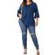 thumbnail image 2 of Agnes Orinda Women's Plus Size School College Ruffle 3/4 Sleeve V Neck Business Elegant Casual Tunic Dressy Top 4X Azul, 2 of 6