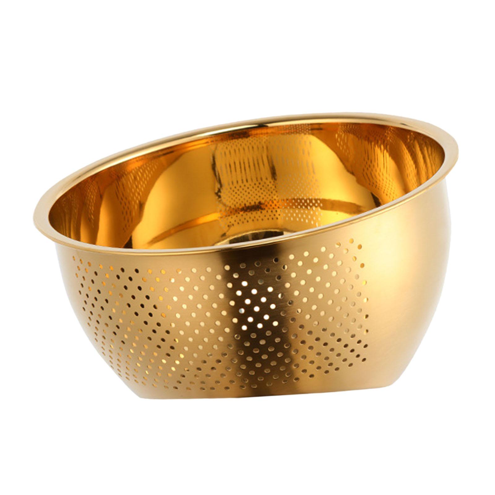 Bothyi - Colador De Lavado De Arroz Herramienta De Cocina Resistente De Acero Inoxidable Con Escurridores Laterales Dorado Grande