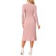 thumbnail image 3 of INSPIRE CHIC Vestido de Mujer de Manga Larga Otoño 2026 Cuello Redondo Tejido de Punto Acanalado Plisado Vestidos Midi Línea A M Rosa, 3 of 6