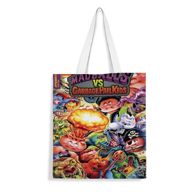 Garbage Pail Kids Bolso de tela con estampado de lienzo para mujer, bolsa de compras reutilizable y estética, con cremallera interior, regalo para mujer,40*45cm.