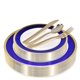 thumbnail image 1 of Juego de platos de plástico Stock Your Home de 125 piezas, blanco/azul/dorado, 1 of 6