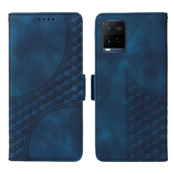 Carcasa FOXDOCK Vivo Y21s de cuero PU, diseño acolchado clásico, protección contra caídas y rayones